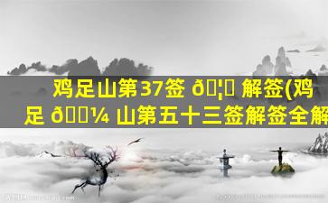 鸡足山第37签 🦉 解签(鸡足 🌼 山第五十三签解签全解)